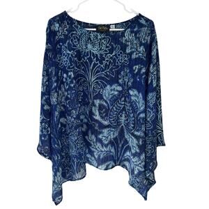 Bob Mackie Wearable Art Lightweight Flowy Sheer Shimmer Poncho Boho Coastal XL